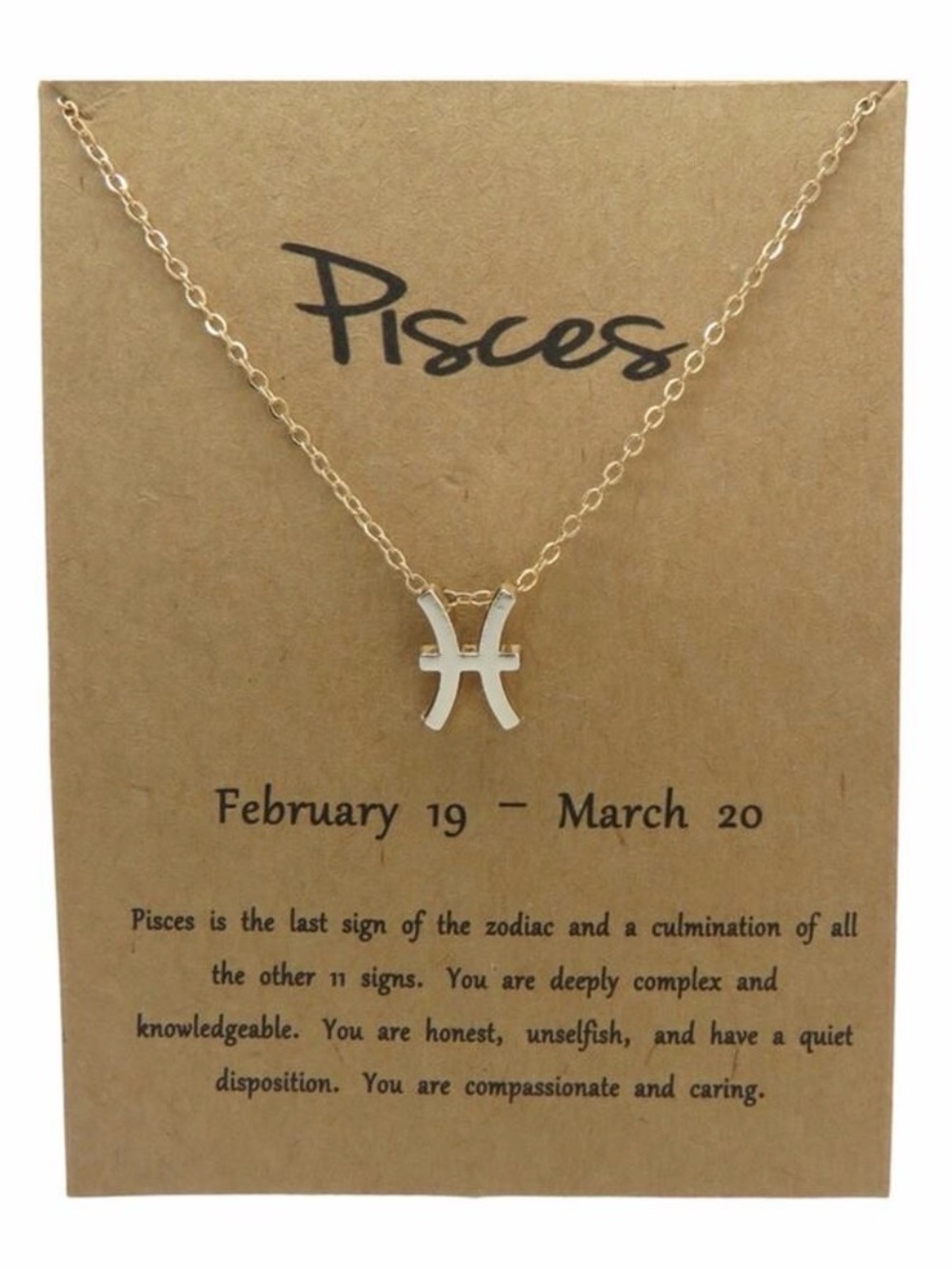 Gold Zodiac Necklace - Pisces & zodiac sign